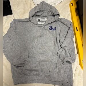 Pabst Blue Ribbon distressed classic logo pullover hoodie.